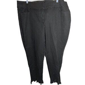 Lane Bryant The Allie Pants stretch 20 black white polkadots ruffled work wear